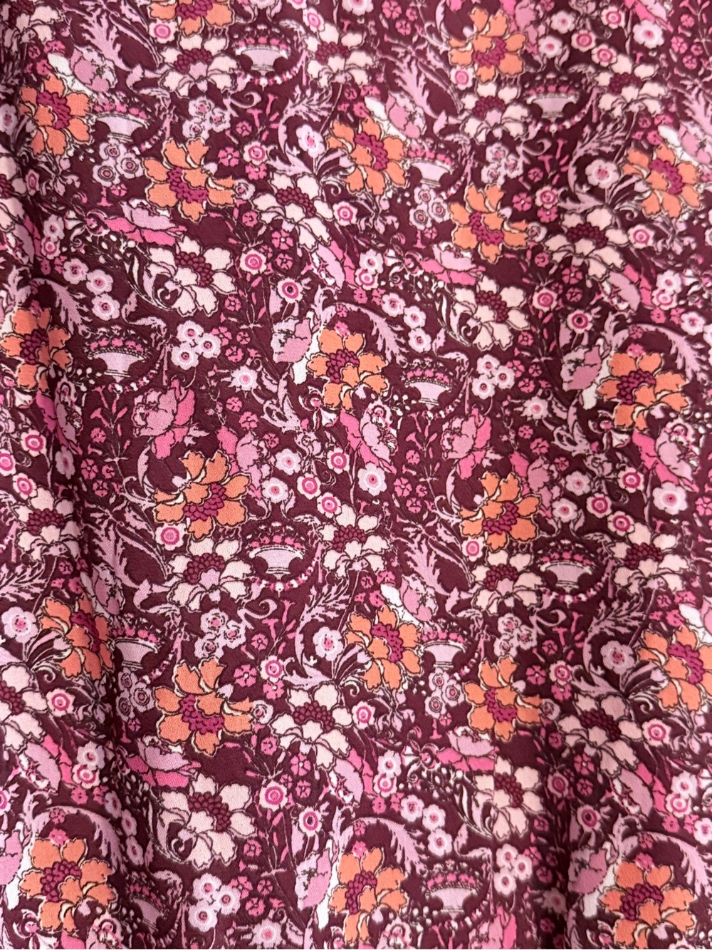 🆕 NWT Chenault | Women’s L | Wine Blush Floral Peasant Top Blouse 3/4 Sleeves - Picture 6 of 8